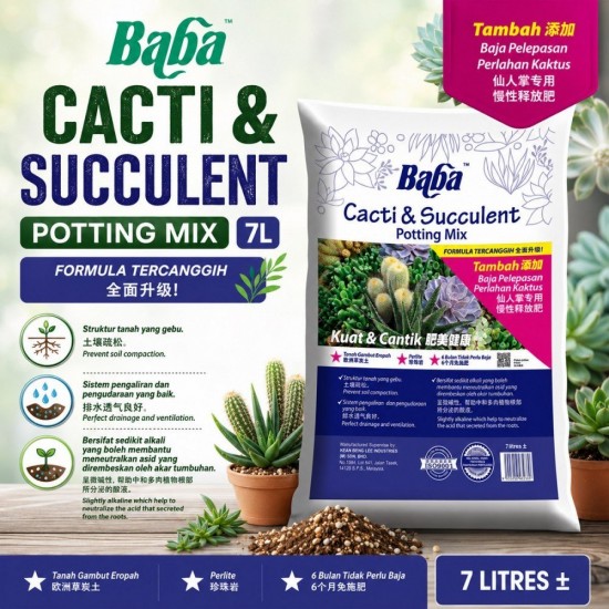 Baba Smart Grow Cacti & Succulent Potting Mix Soil 7L Baba Smart Grow Cacti & Succulent Potting Mix Soil 7L