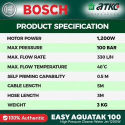 BOSCH Easy Aquatak 100 High Pressure Cleaner Water Jet 100 BAR 1200W (06008A7EL0)