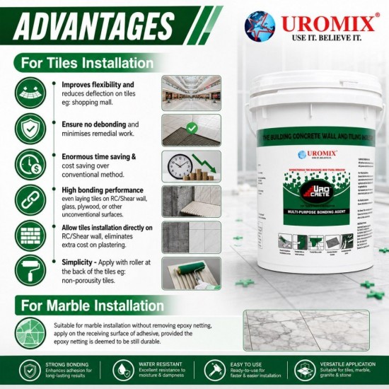 Uromix Urocrete Multi Purpose Bonding Agent For Tiles Installation 5L/15L - Green
