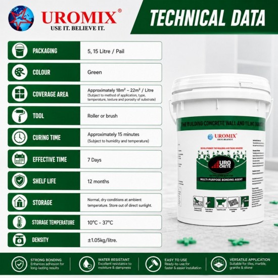 Uromix Urocrete Multi Purpose Bonding Agent For Tiles Installation 5L/15L - Green