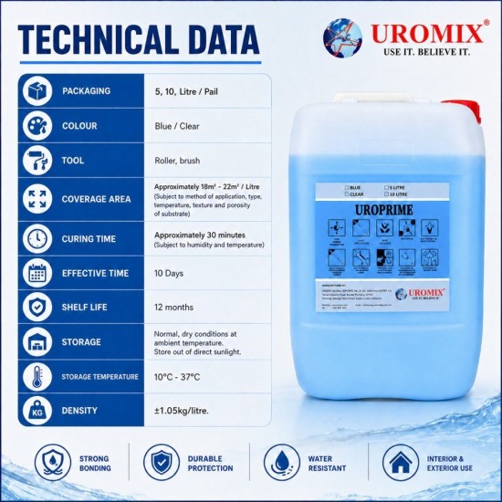 Uromix Uroprime Multi Purpose Polymer Based Primer 5L / 10L - Blue / Clear Uromix Uroprime Multi Purpose Polymer Based Primer 5L / 10L - Blue / Clear