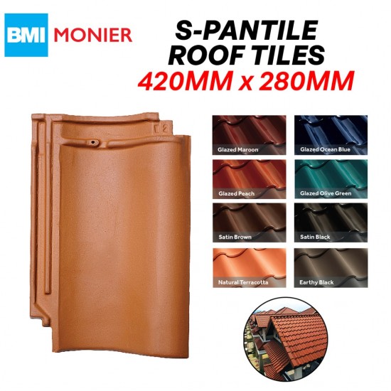 BMI Monier GCI S-Pantile Clay Roof Tile 420MM (L) x 280MM (W) BMI Monier GCI S-Pantile Clay Roof Tile 420MM (L) x 280MM (W)