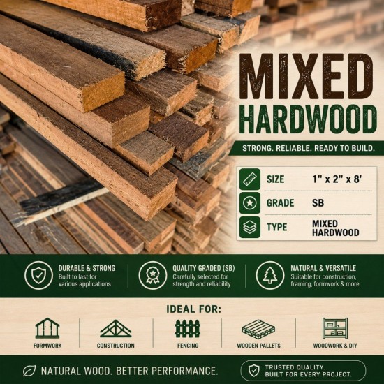 Mixed Hardwood 1" x 2" x 8' UP (Grade SB) Mixed Hardwood 1" x 2" x 8' UP (Grade SB)