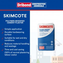 Dribond Skimcote Polymer Modified Cement Plaster 20KG (Base Grey/Base White/Finish Grey/Finish White)