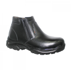Hammer King #13009 Men's Genuine Leather Dual Zipper Safety Shoe (Black)