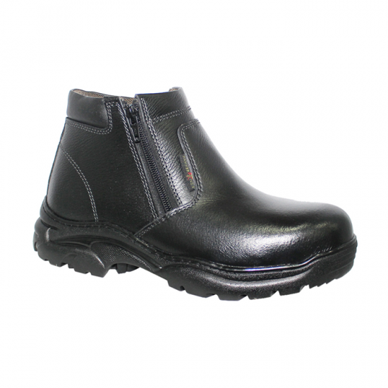 Hammer King #13009 Men's Genuine Leather Dual Zipper Safety Shoe (Black)