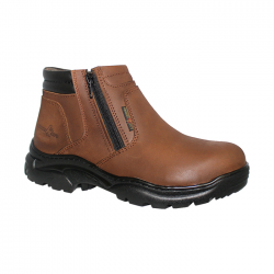Hammer King #13013 Men's Genuine Leather Dual Zipper Safety Shoe (Brown)