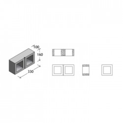 PBM VB160.01 Ventilation Block 330MM (L) x 160MM (H) x 100MM (DIA)