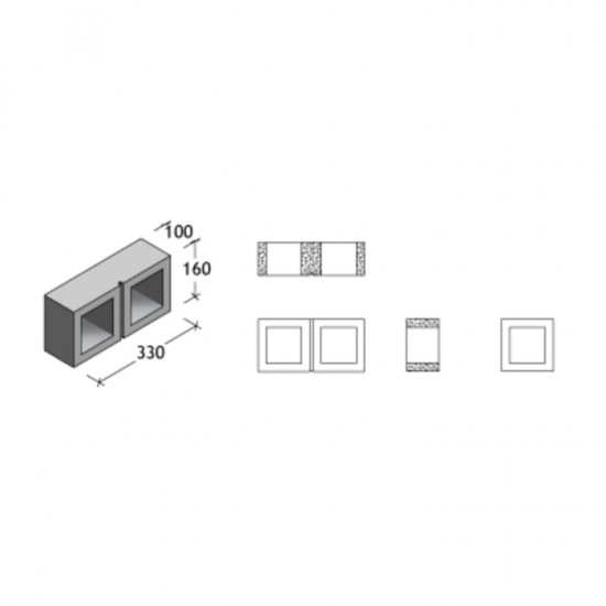 PBM VB160.01 Ventilation Block 330MM (L) x 160MM (H) x 100MM (DIA)
