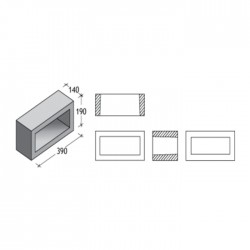 PBM VB140.34 Ventilation Block 390MM (L) x 190MM (H) x 140MM (DIA)