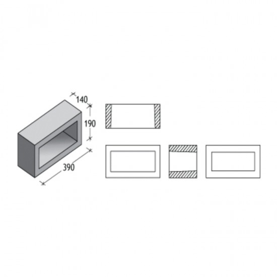 PBM VB140.34 Ventilation Block 390MM (L) x 190MM (H) x 140MM (DIA)