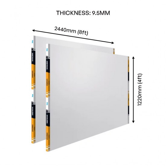 Knauf Sheetrock Unispan Gypsum Plasterboard Tapered Edge 9.5MM (T) x 1220MM 4' (W) x 2440MM 8' (L)