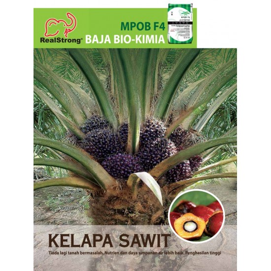 Real Strong MPOB F4 Bio-Chemical Fertilizer (NPKMB 9:6:18:2:0.5) 25KG 