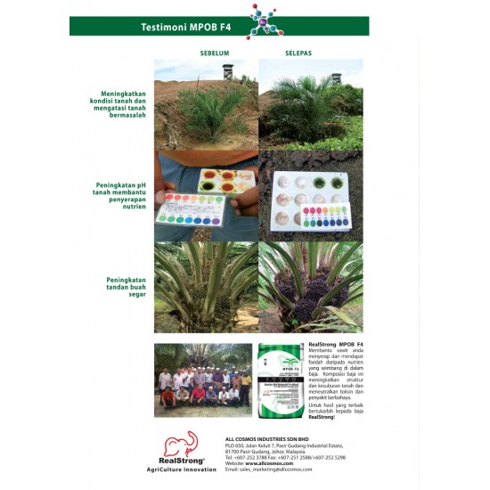 Real Strong MPOB F4 Bio-Chemical Fertilizer (NPKMB 9:6:18:2:0.5) 25KG 