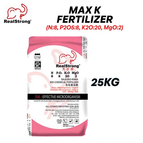 Real Strong Max K Bio-Chemical Fertilizer (NPKM 8:8:20:2) 25KG 