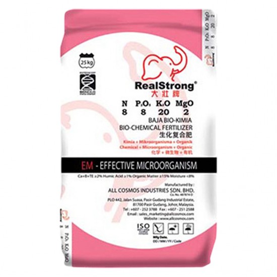 Real Strong Max K Bio-Chemical Fertilizer (NPKM 8:8:20:2) 25KG 