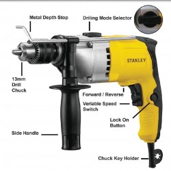 Stanley STDH7213V-XD Percussion Drill 13MM C/W Accessories 800W
