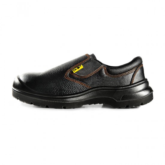 D&D 1828 Black Grain Leather Slip-on Safety Shoes 