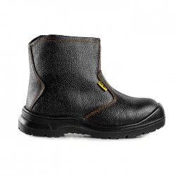 D&D 3838 Black Grain Leather Zip-Up Safety Shoes
