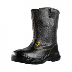 D&D 5828 Black Grain Leather Slip-On Safety Shoes 