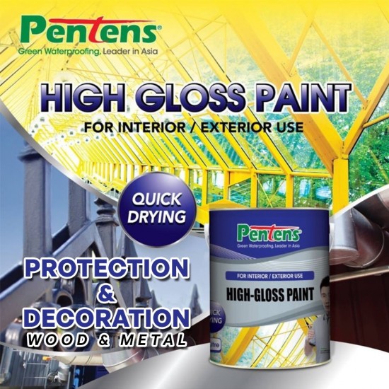 Pentens High Gloss Paint Quick Drying Solvent-Based Interior & Exterior For Wood & Metal 1L Pentens High Gloss Paint Quick Drying Solvent-Based Interior & Exterior For Wood & Metal 1L
