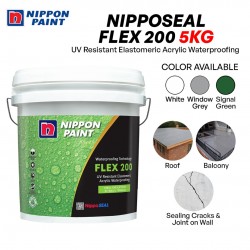 Nippon Paint Nipposeal Flex 200 UV Resistant Elastomeric Acrylic Waterproofing 5KG - Green / Grey / White