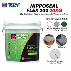 Nippon Paint Nipposeal Flex 200 UV Resistant Elastomeric Acrylic Waterproofing 20KG - Green / Grey / White