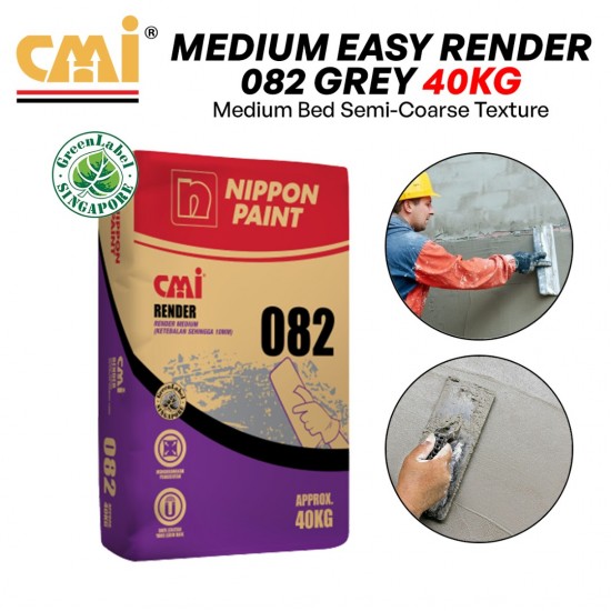 CMI 082 Medium Easy Render High Quality Polymer Modified Cement-Sand Plaster/Render 40KG (Grey) CMI 082 Medium Easy Render High Quality Polymer Modified Cement-Sand Plaster/Render 40KG (Grey)