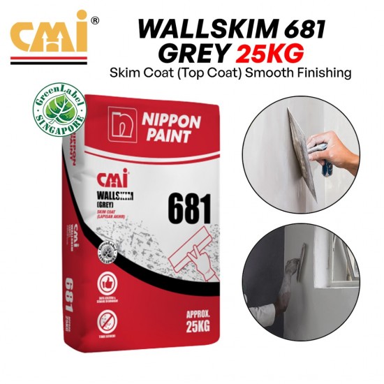 CMI 681 Wallskim High Quality Polymer Modified Water Resistant Cement-Based Skim Coat 25KG (Grey)