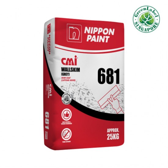 CMI 681 Wallskim High Quality Polymer Modified Water Resistant Cement-Based Skim Coat 25KG (Grey)