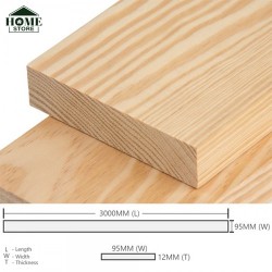 Home Store Pine Wood Timber Smooth Rectangular Planed Surfaced Four Sides (S4S) 12MM (T) x 95MM (W) x 3000MM (L) 
