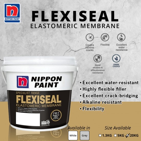 Nippon Paint Specialist Range Flexiseal Elastomeric Membrane 20KG Nippon Paint Specialist Range Flexiseal Elastomeric Membrane 20KG