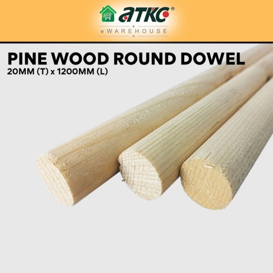 Home Store Pine Wood Timber Smooth Planed Round Dowel 20MM (D) x 1200MM (L) Home Store Pine Wood Timber Smooth Planed Round Dowel 20MM (D) x 1200MM (L)