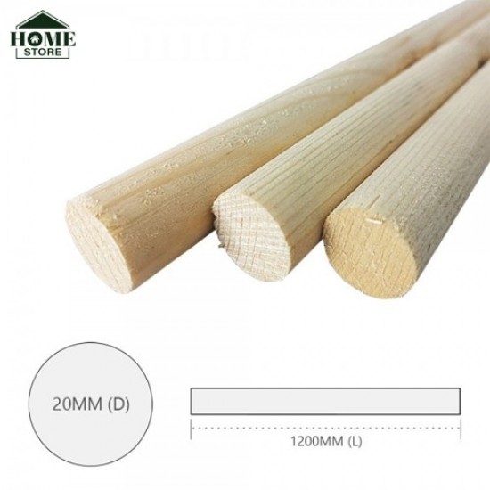 Home Store Pine Wood Timber Smooth Planed Round Dowel 20MM (D) x 1200MM (L) Home Store Pine Wood Timber Smooth Planed Round Dowel 20MM (D) x 1200MM (L)