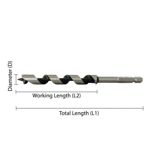 Eva No.11 Combination Wood Auger Bit 200MM (L1) x 22MM (D) 