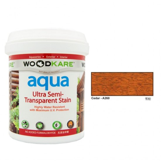 Wood-Kare Aqua Ultra Semi-Transparent Stain Highly Water Resistant with Maximum UV Protection 1L