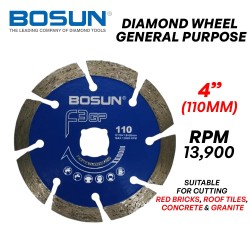 Bosun F3GP Diamond Wheel General Purpose 4'' 110MM (D) x 1.8MM (T) x 20MM (AS)