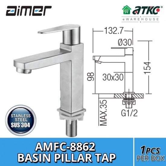 Aimer AMFC-8862 Stainless Steel Basin Pillar Tap Aimer AMFC-8862 Stainless Steel Basin Pillar Tap