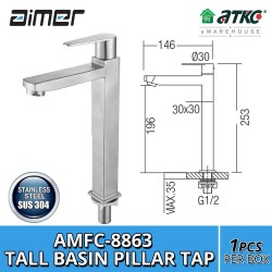 Aimer AMFC-8863 Stainless Steel Tall Basin Pillar Tap