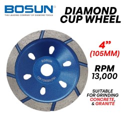 Bosun F2W (6055) Diamond Cup Wheel 4" 105MM (D) x 5MM (T) x 16MM (BD)
