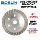Bosun Gold Horse CNB04006YK Diamond Cup Wheel 4" 105MM (D) x 4MM (T) x 16MM (BD) Bosun Gold Horse CNB04006YK Diamond Cup Wheel 4" 105MM (D) x 4MM (T) x 16MM (BD)