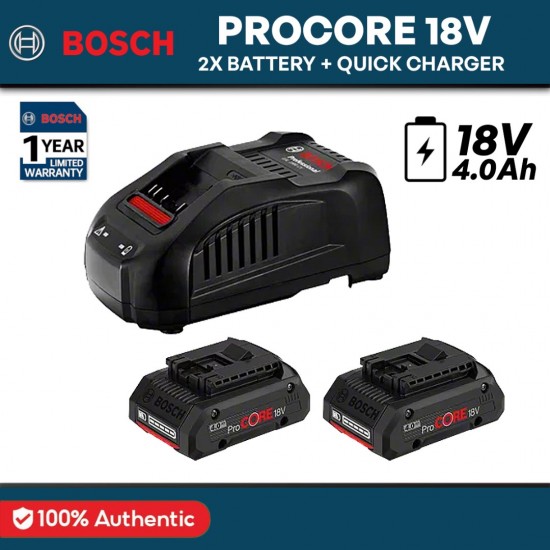 Bosch 2x Battery Procore 18V 4.0Ah + 1x Quick Charger GAL 1880 CV (1600A016GG)