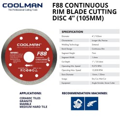 Coolman F88 6036 Continuous Rim Blade Cutting Disc 4" 1050MM (DIA) x 1.4MM (T) x 20MM (BD)