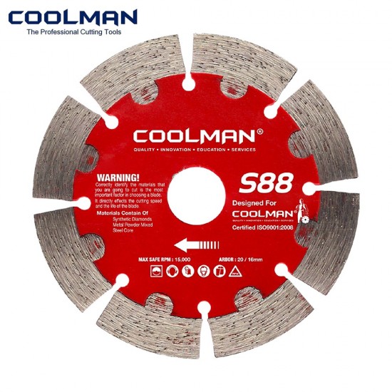 Coolman S88 5028 Dry Segmented Blade Cutting Disc 4" 114MM (DIA) x 15MM (T) x 20MM (BD)