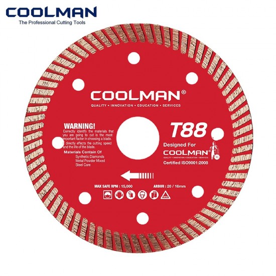 Coolman T88 7801 Continuous Turbo Rim Blade Cutting Disc 4" 105MM (DIA) x 5.5MM (T) x 20MM (BD)