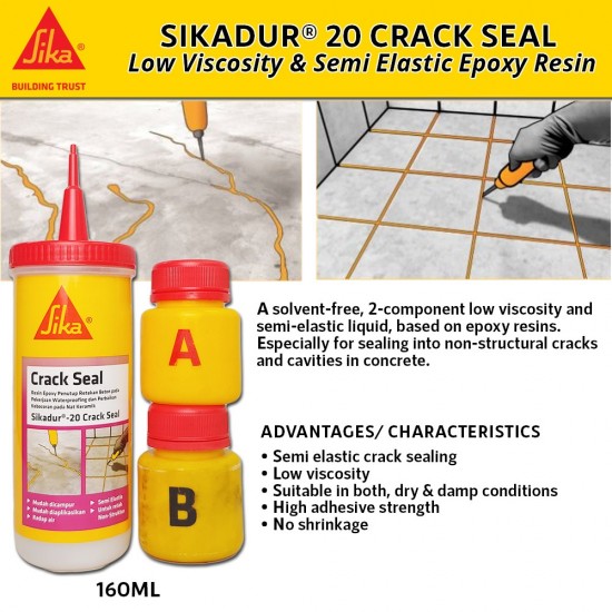 Sikadur 20 Crack Seal Low Viscosity & Semi Elastic Epoxy Resin 160ML Sikadur 20 Crack Seal Low Viscosity & Semi Elastic Epoxy Resin 160ML