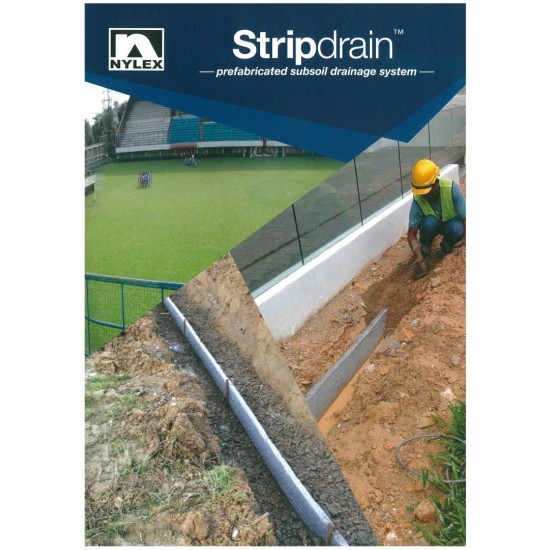 Nylex Stripdrain Prefabricated & Flexible Subsoil Drainage System 100MM (W) x 40MM (T) x 50M (L) Nylex Stripdrain Prefabricated & Flexible Subsoil Drainage System 100MM (W) x 40MM (T) x 50M (L)