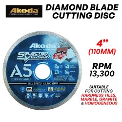 Akoda AS04-C110LG (A5) Diamond Blade Cutting Disc 4" 110MM (D) x 1.4MM (T) x 20MM (BD) Hard Tile Sharp