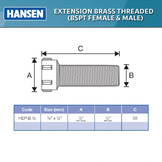 Hansen Fittings HEP 1/2 Extension Piece (HEP) 1/2'' - Black
