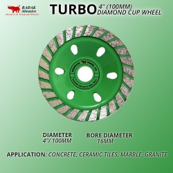 Badak Turbo Diamond Cup Wheel 4" 100MM (D) x 16MM (BD)